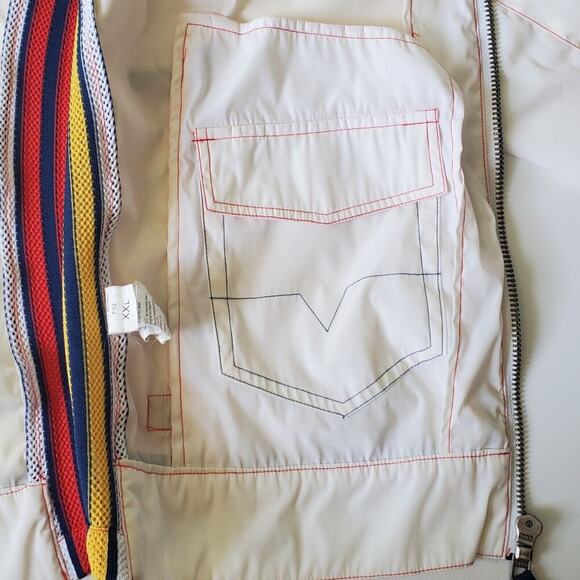 Colin's Sport Vintage Full Zip Windbreaker Mock Neck Mesh Side Stripes Retro - Picture 6 of 16